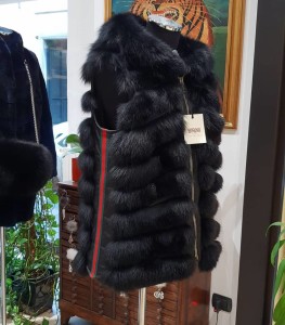 Gile volpe nera e pelle con chiusura zip